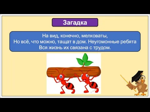 Загадка На вид, конечно, мелковаты, Но всё, что можно, тащат в дом.