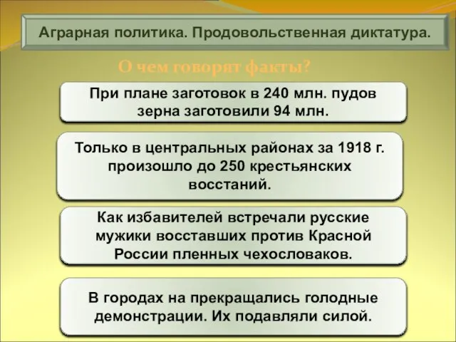 Аграрная политика. Продовольственная диктатура. О чем говорят факты? При плане заготовок в