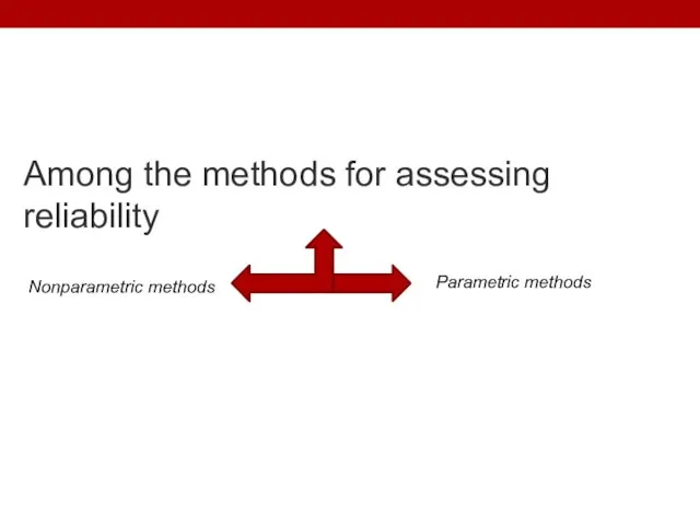 Among the methods for assessing reliability Parametric methods Nonparametric methods