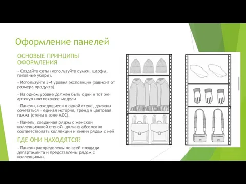 Оформление панелей ОСНОВЫЕ ПРИНЦИПЫ ОФОРМЛЕНИЯ - Cоздайте сеты (используйте сумки, шарфы, головные