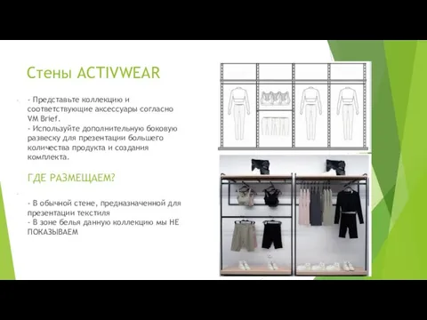 Стены ACTIVWEAR - Представьте коллекцию и соответствующие аксессуары согласно VM Brief. -