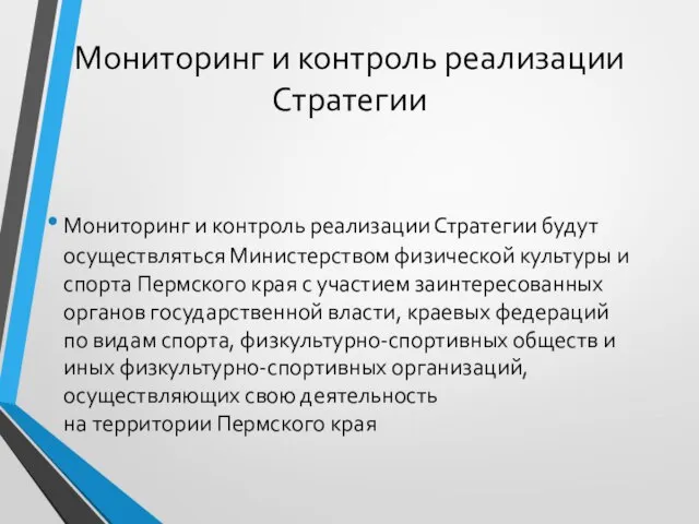 Мониторинг и контроль реализации Стратегии Мониторинг и контроль реализации Стратегии будут осуществляться