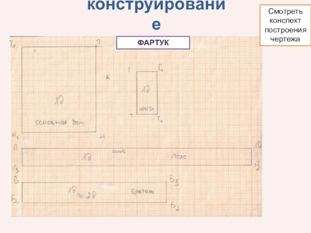 конструирование Смотреть конспект построения чертежа ФАРТУК