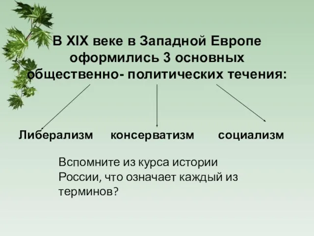 Вспомните из курса истории России, что означает каждый из терминов? В XIX