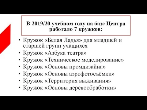 Кружок «Белая Ладья» для младшей и старшей групп учащихся Кружок «Азбука театра»