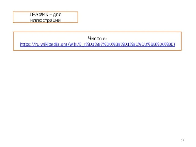 ГРАФИК – для иллюстрации Число е: https://ru.wikipedia.org/wiki/E_(%D1%87%D0%B8%D1%81%D0%BB%D0%BE)