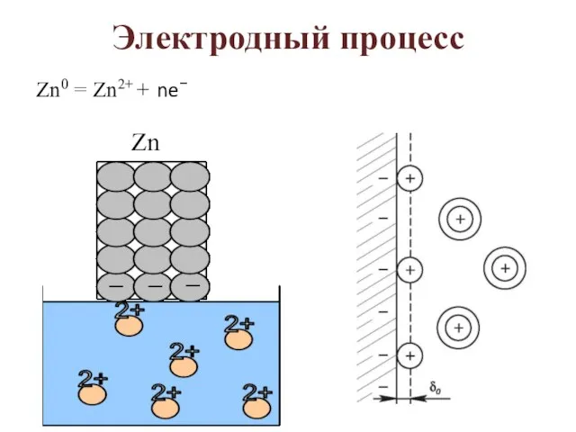Электродный процесс Zn0 = Zn2+ + ne−