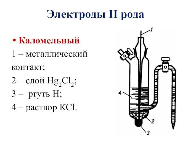 Каломельный 1 – металлический контакт; 2 – слой Hg2Cl2; 3 – ртуть