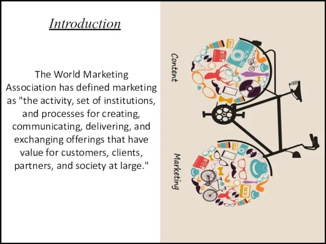 Introduction The World Marketing Association has defined marketing as "the activity, set