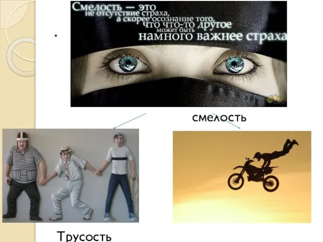 . смелость Трусость Безрассудность