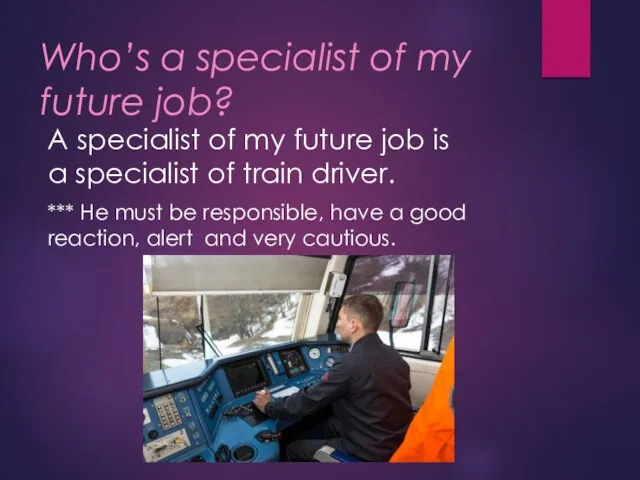 Who’s a specialist of my future job? A specialist of my future
