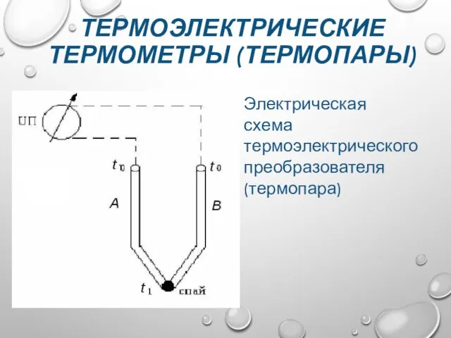 ТЕРМОЭЛЕКТРИЧЕСКИЕ ТЕРМОМЕТРЫ (ТЕРМОПАРЫ) Электрическая схема термоэлектрического преобразователя (термопара)