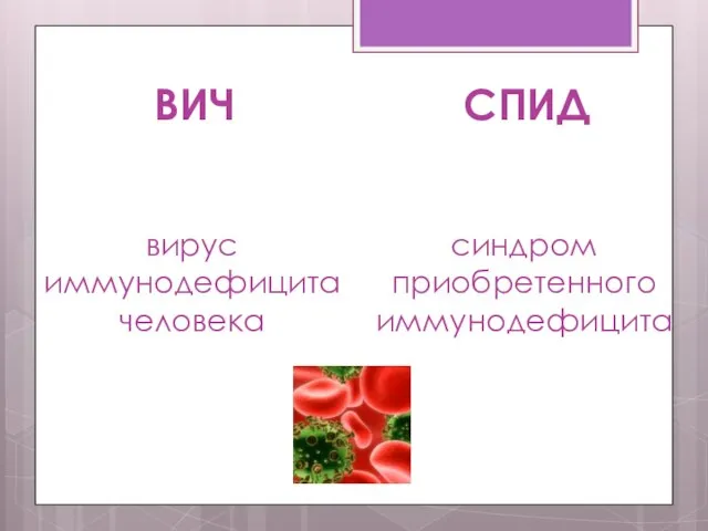 ВИЧ вирус иммунодефицита человека СПИД синдром приобретенного иммунодефицита