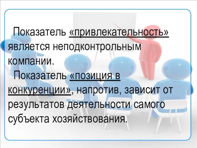 Показатель «привлекательность» является неподконтрольным компании. Показатель «позиция в конкуренции», напротив, зависит от