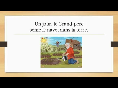 Un jour, le Grand-père sème le navet dans la terre.