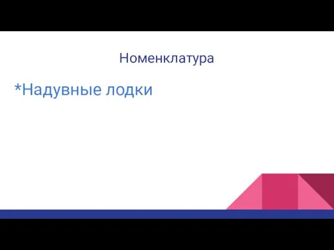 Номенклатура *Надувные лодки