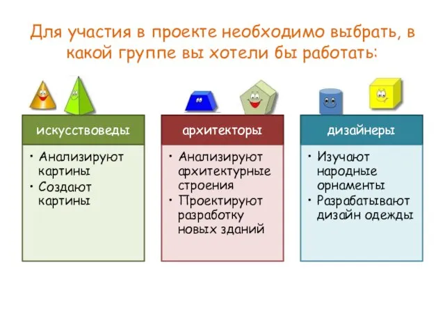 Для участия в проекте необходимо выбрать, в какой группе вы хотели бы работать: