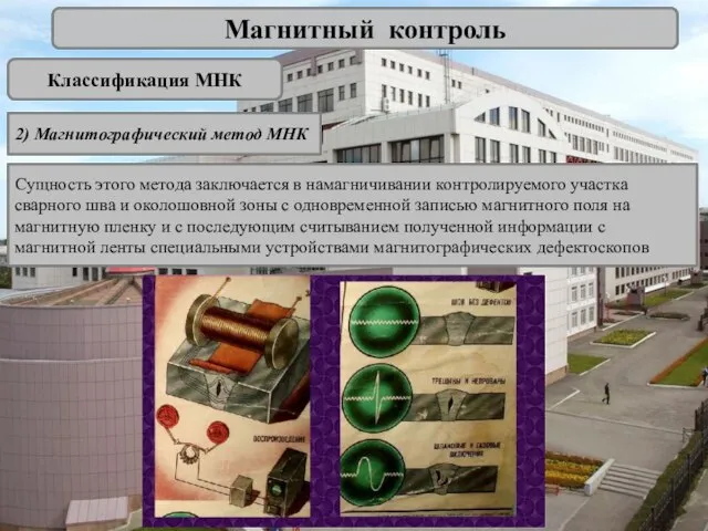 Магнитный контроль Классификация МНК 2) Магнитографический метод МНК Сущность этого метода заключается