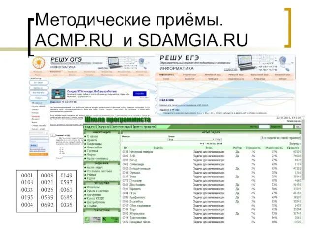 Методические приёмы. ACMP.RU и SDAMGIA.RU