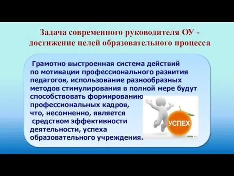 Грамотно выстроенная система действий по мотивации профессионального развития педагогов, использование разнообразных методов