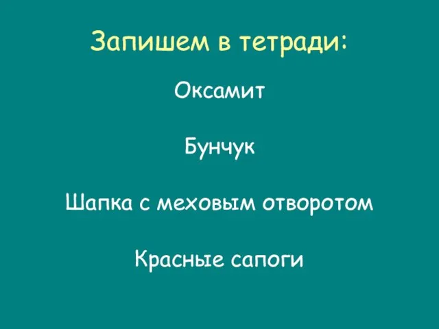 Запишем в тетради: Оксамит Бунчук Шапка с меховым отворотом Красные сапоги