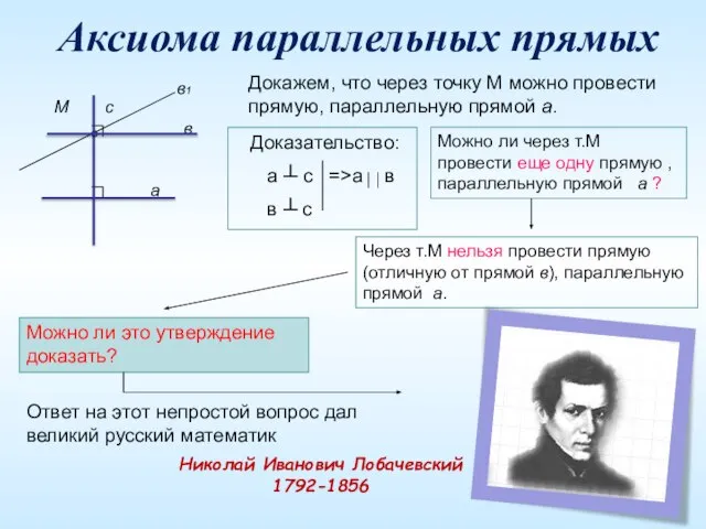 М а в с Докажем, что через точку М можно провести прямую,