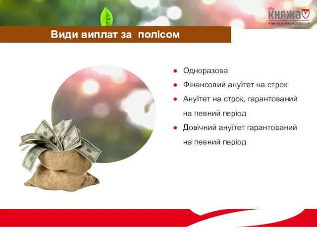 Одноразова Фінансовий ануїтет на строк Ануїтет на строк, гарантований на певний період