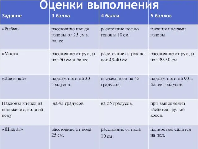 Оценки выполнения