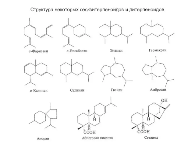 Структура некоторых сесквитерпеноидов и дитерпеноидов