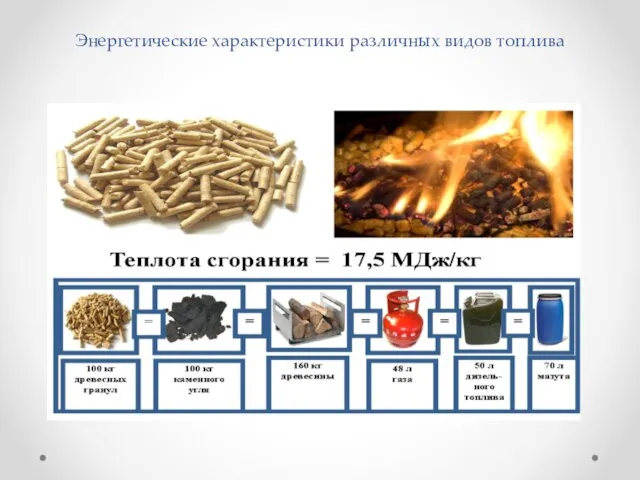 Энергетические характеристики различных видов топлива