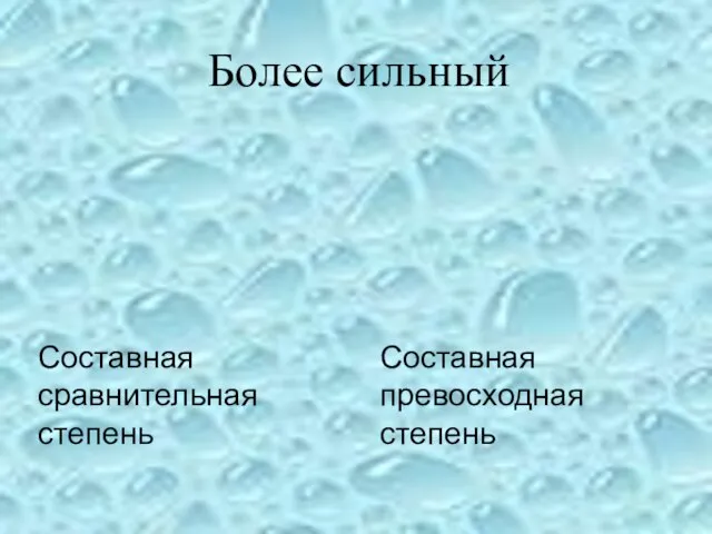 Составная сравнительная степень Составная превосходная степень Более сильный