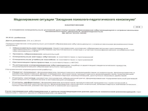 Моделирование ситуации “Заседание психолого-педагогического консилиума”