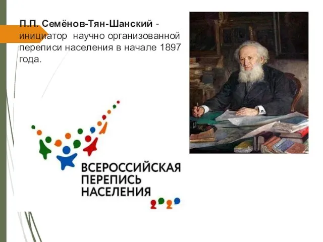 П.П. Семёнов-Тян-Шанский - инициатор научно организованной переписи населения в начале 1897 года.