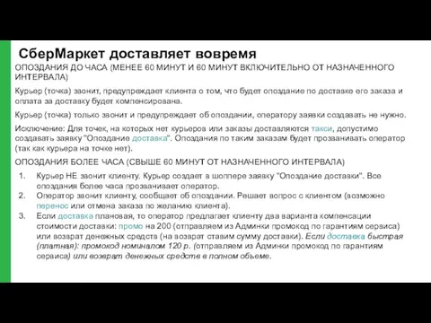 СберМаркет доставляет вовремя ОПОЗДАНИЯ ДО ЧАСА (МЕНЕЕ 60 МИНУТ И 60 МИНУТ