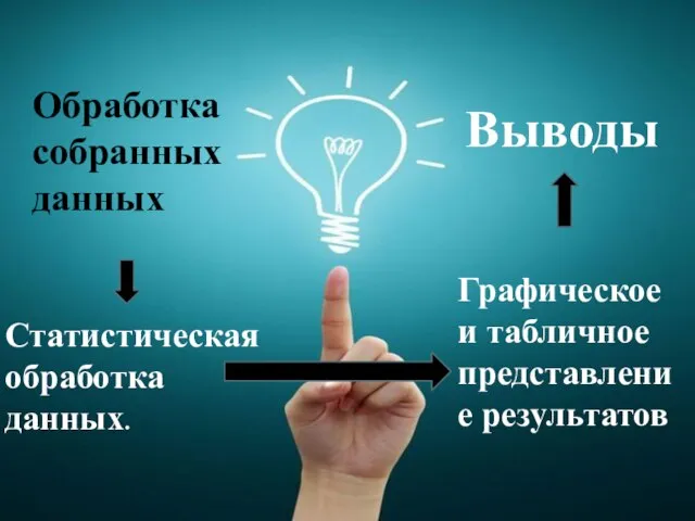 Обработка собранных данных Статистическая обработка данных. Графическое и табличное представление результатов Выводы