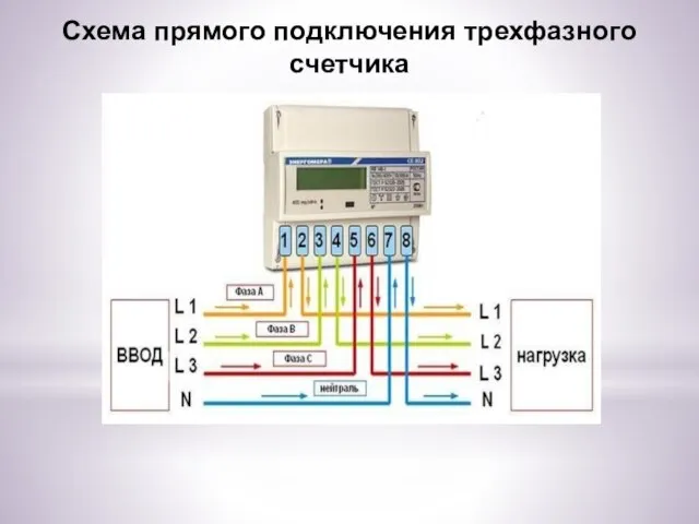 Схема прямого подключения трехфазного счетчика