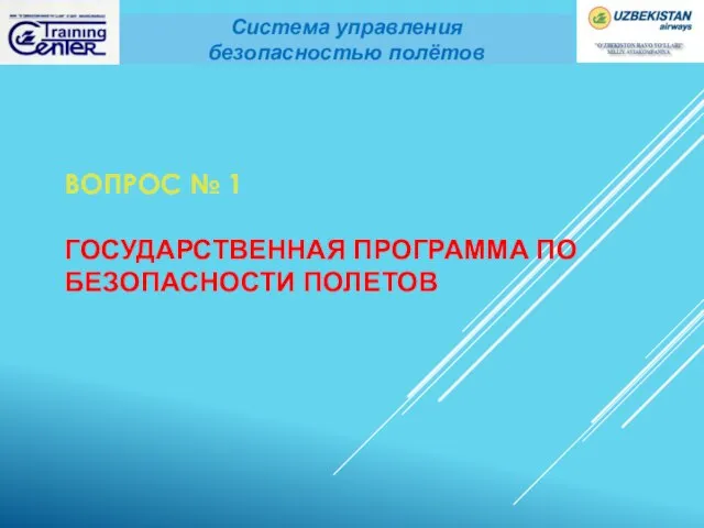 ВОПРОС № 1 ГОСУДАРСТВЕННАЯ ПРОГРАММА ПО БЕЗОПАСНОСТИ ПОЛЕТОВ Система управления безопасностью полётов