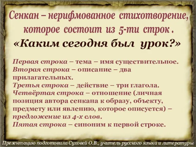 Презентацию подготовила Суховей О.В., учитель русского языка и литературы «Каким сегодня был