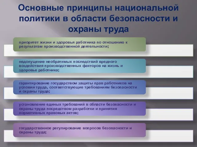 Основные принципы национальной политики в области безопасности и охраны труда