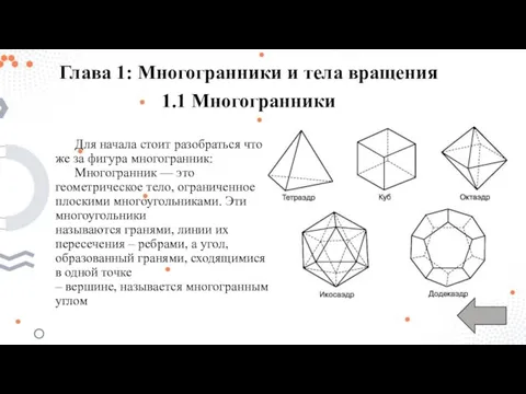 Глава 1: Многогранники и тела вращения Для начала стоит разобраться что же