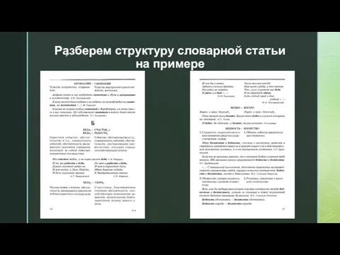 Разберем структуру словарной статьи на примере