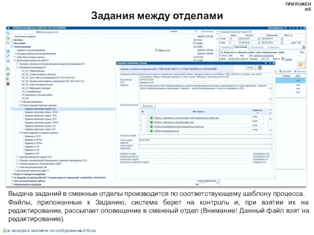 Задания между отделами Выдача заданий в смежные отделы производится по соответствующему шаблону