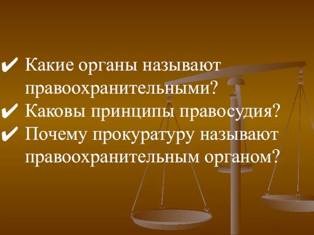 Какие органы называют правоохранительными? Каковы принципы правосудия? Почему прокуратуру называют правоохранительным органом?