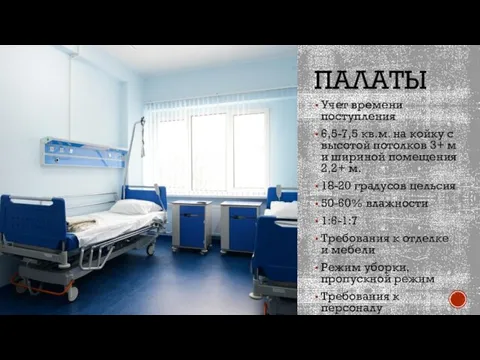 ПАЛАТЫ Учет времени поступления 6,5-7,5 кв.м. на койку с высотой потолков 3+