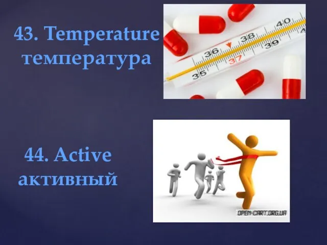 43. Temperature температура 44. Active активный