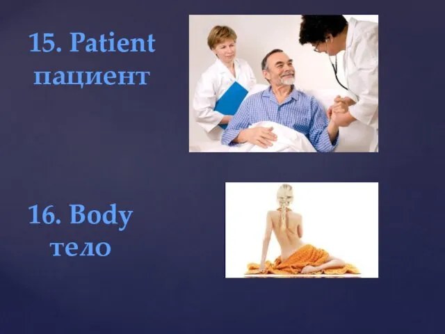 15. Patient пациент 16. Body тело
