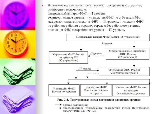 Налоговые органы имеют собственную трехуровневую структуру построения, включающую: центральный аппарат ФНС —