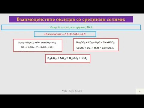 ViTa - Хим & Био Взаимодействие оксидов со средними солями: Чаще всего