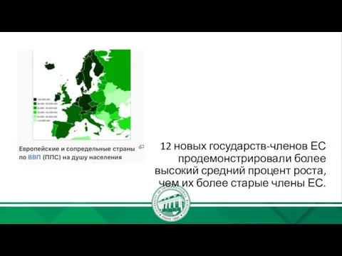 12 новых государств-членов ЕС продемонстрировали более высокий средний процент роста, чем их более старые члены ЕС.