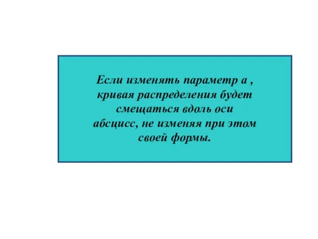 Если изменять параметр a , кривая распределения будет смещаться вдоль оси абсцисс,